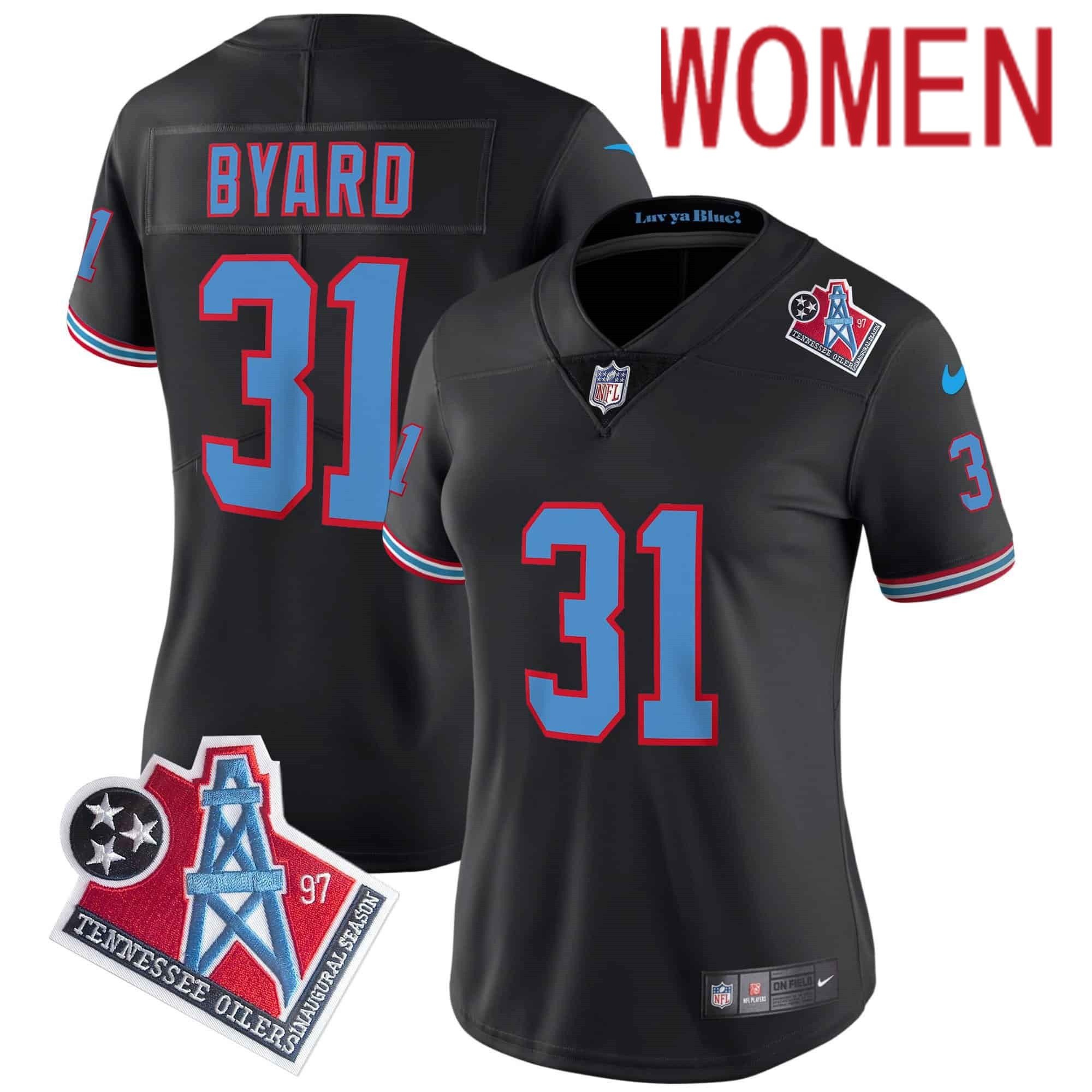 Women Tennessee Titans 31 Byard Black 1997 Throwback 2024 Nike Limited Vapor NFL Jersey